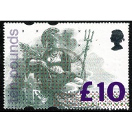 1993 £10 Britannia. FLUORESCENT "TEN POUNDS" Very Fine Used.