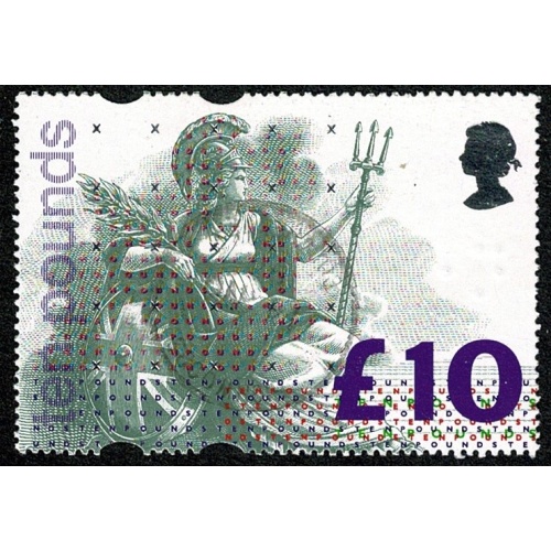 1993 £10 Britannia. FLUORESCENT "TEN POUNDS" Very Fine Used.