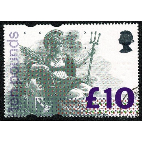 1993 £10 Britannia. FLUORESCENT "TEN POUNDS" Very Fine Used.