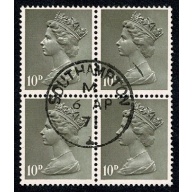 10d Drab 2B Head C. Fine used block of four. SG 741
