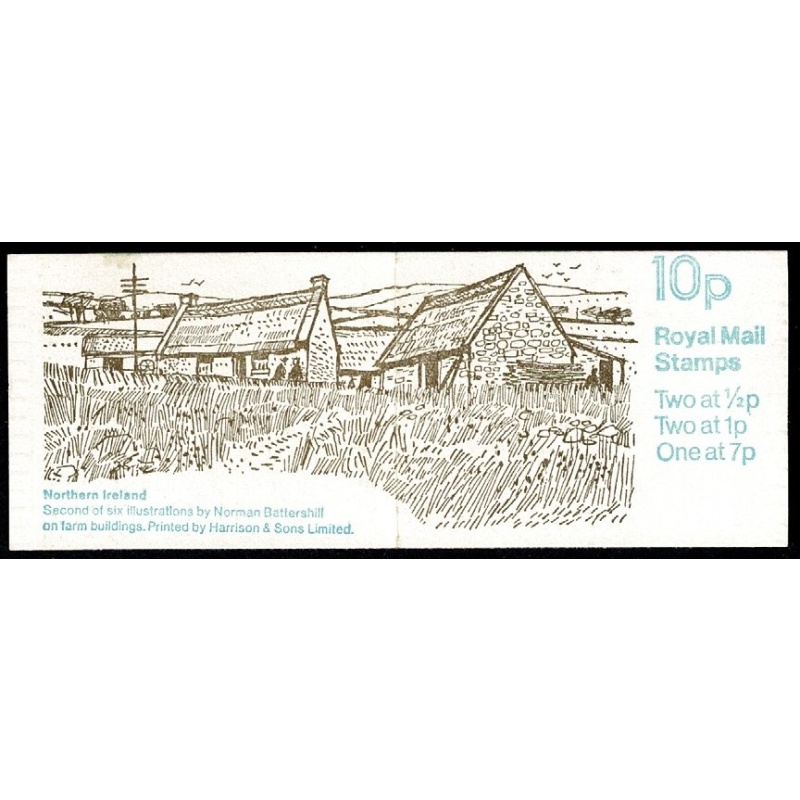 10p Farm Buildings No.2 "Northern Ireland".DP31/M  MISCUT Perf P1. Contains listed constant variety.