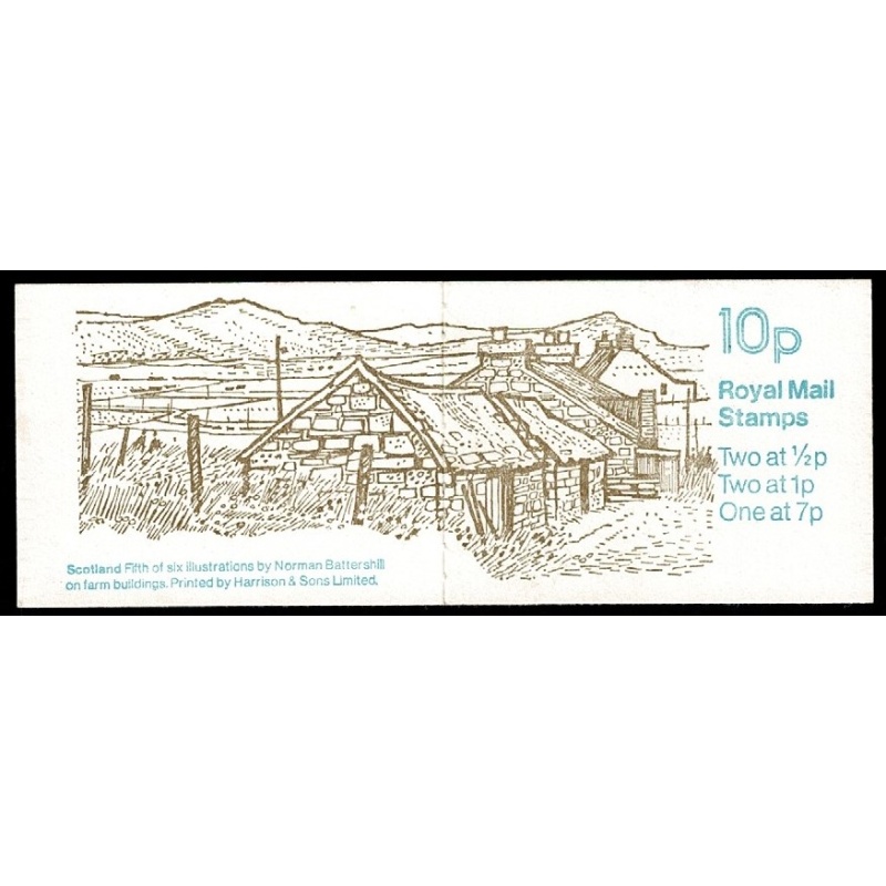 10p Farm Buildings No.5 "Scotland".DP31/M  MISCUT Perf P1. Contains listed constant variety.