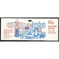 10p London 1980 "January 80". Pane DP36 (Jumelle). Perf P1. Book Marker Bar on cover.