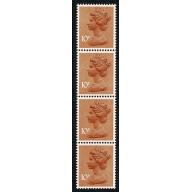 10p orange PPP/PVAD. Vertical strip of 4