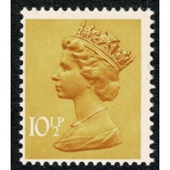 10½p yellow FCP/PVAD 2B. Solid All Over Phosphor. Unmounted mint single