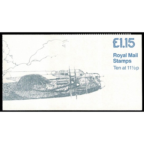 £1.15 Military Aircraft No.5 "Spitfire & Lancaster". Left margin DP46. Cyl. B5  p-(D).  SG FI1a