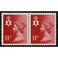 11p Scarlet FCP/PVAD. LEFT BAND OMITTED & MISSING PHOSPHOR. Unmounted mint pair SG NI30 var / NI30y
