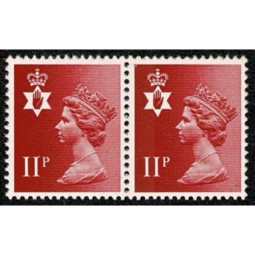 11p Scarlet FCP/PVAD. LEFT BAND OMITTED & MISSING PHOSPHOR. Unmounted mint pair SG NI30 var / NI30y