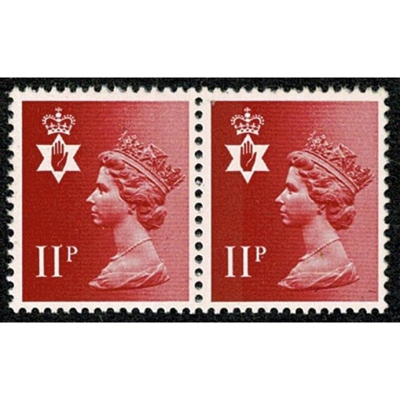 11p Scarlet FCP/PVAD. LEFT BAND OMITTED & MISSING PHOSPHOR. Unmounted mint pair SG NI30 var / NI30y