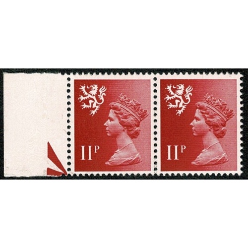 11p scarlet FCP/PVAD MISSING PHOSPHOR. UM marginal pair SG S32y