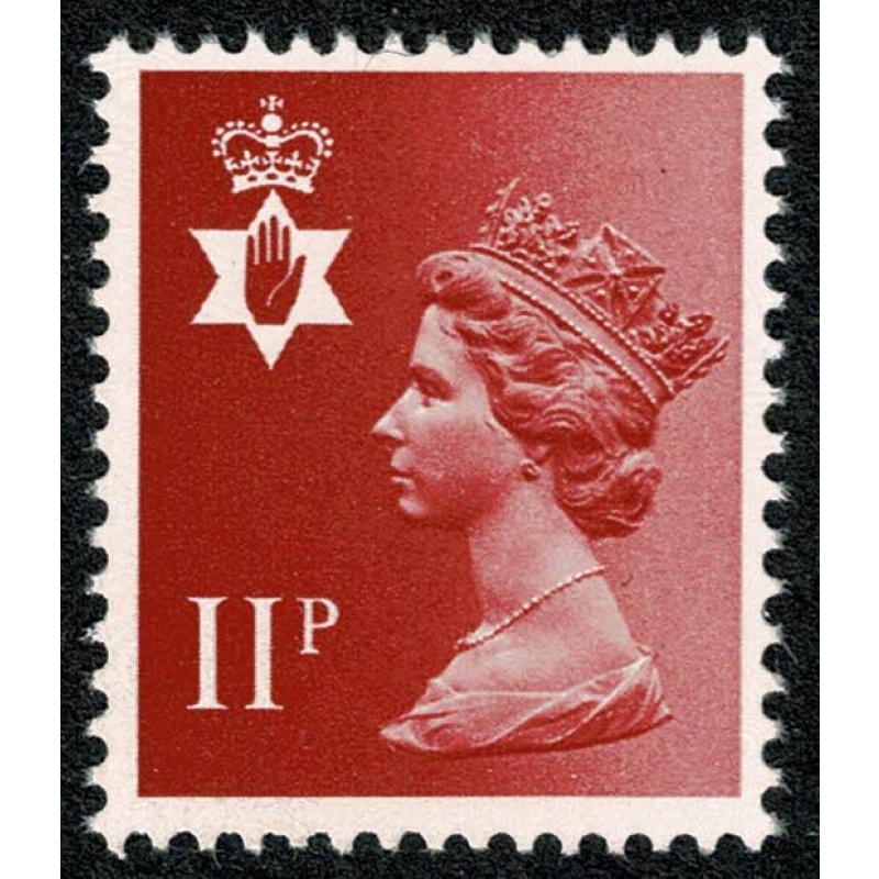 11p Scarlet FCP/PVAD. MISSING PHOSPHOR. Unmounted mint single SG NI30y