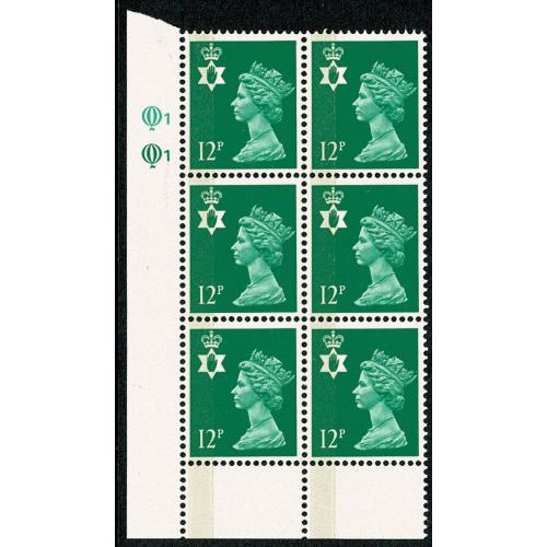 12p emerald FCP/PVAD LB. Plate Q1Q1. Plate block of six.