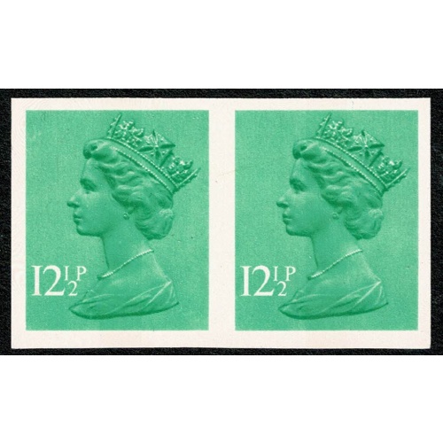 12½p light emerald FCP/PVAD CB. IMPERFORATE HORIZONTAL PAIR. SG X898a