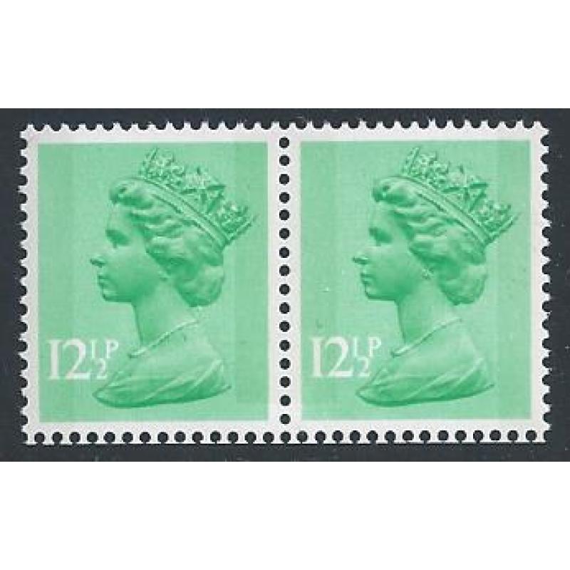 12½p Light emerald FCP/PVAD REVERSE PHOSPHOR BANDS ERROR. Ex £1.43 Booklet