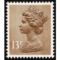 13p chestnut FCP/PVAD 2B ERROR (left band short top & bottom) ex £1.54 booklet (To Pay Labels). DP71B/C