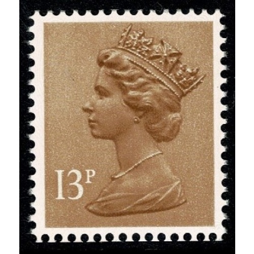 13p chestnut FCP/PVAD. MISSING PHOSPHOR. Ex DP68N £1.30 "Jolly Postman" booklet.