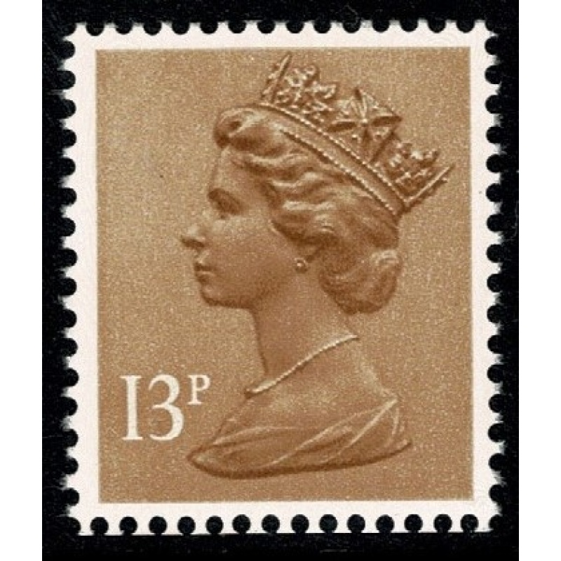 13p chestnut FCP/PVAD. MISSING PHOSPHOR. Ex DP68N £1.30 "Jolly Postman" booklet.