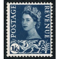 1/6 Grey-blue. Watermark Multiple Crowns. MISSING PHOSPHOR. UM single. SG W6y
