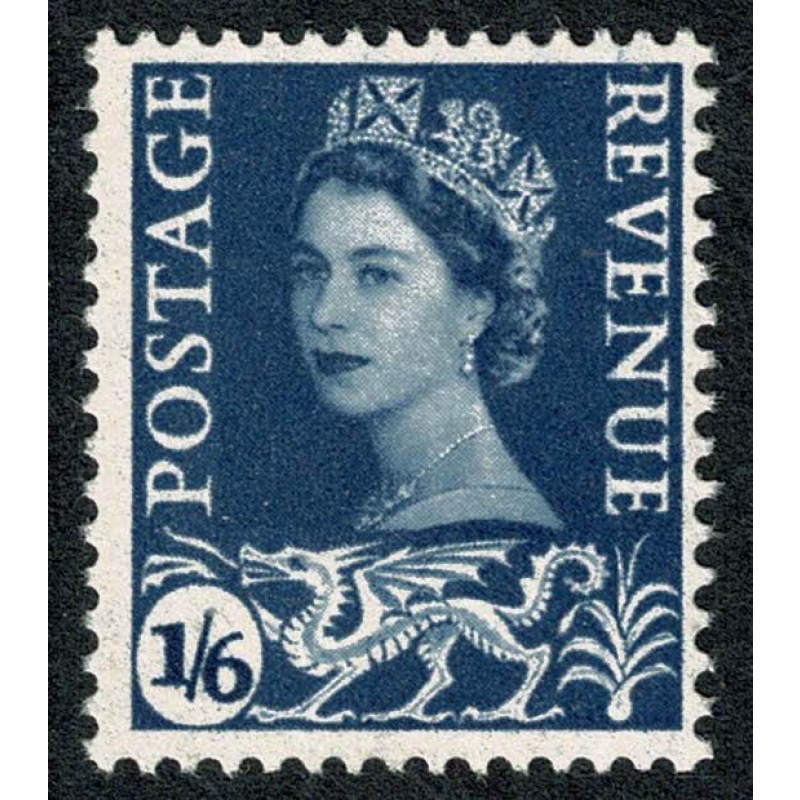 1/6 Grey-blue. Watermark Multiple Crowns. MISSING PHOSPHOR. UM single. SG W6y