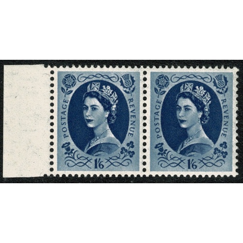 1953 1/6 grey-blue Watermark Tudor Crown. Listed variety "white flaw in hair" SG 531b.  Spec. S150b