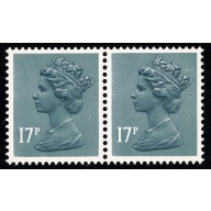 17p grey-blue FCP/PVAD LB & RB ERROR pair ex £1.54 booklet (To Pay Labels). DP71B/C