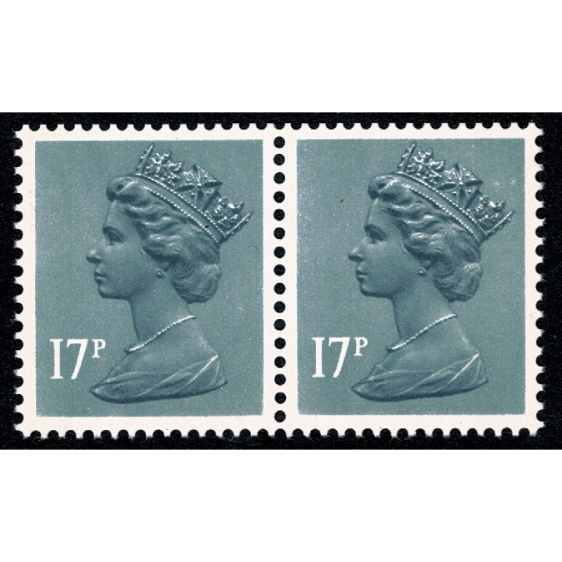 17p grey-blue FCP/PVAD LB & RB ERROR pair ex £1.54 booklet (To Pay Labels). DP71B/C