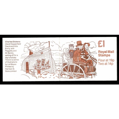 £1 Dickens No.3 "David Copperfield" DP117 ROTARY perf. Cyl. B6 B21  SG FH15. Pane plated to column 2 of primary sheet.