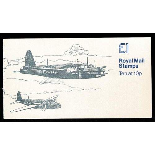 £1 Military Aircraft No.4 "Hurricaine & Wellington" Right margin plain pane DP35C. Listed variety "dark line in background behind Queen"