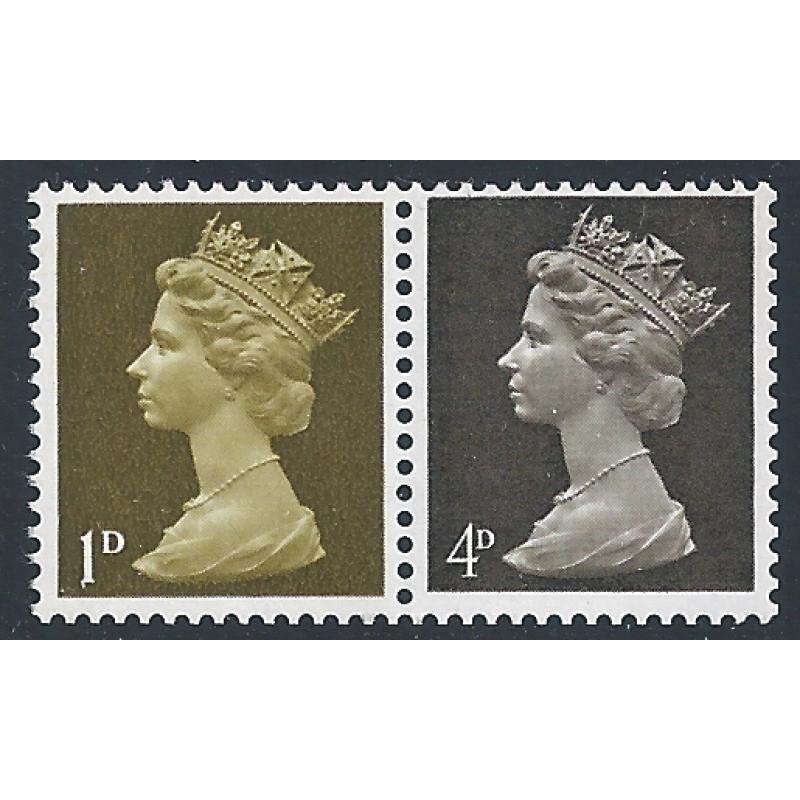 1d olive / 4d Sepia PVA Head B. MISSING PHOSPHOR. s/t pane of 6