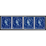 1955 1d ultramarine. Watermark Edward's Crown. Coil join horizontal pair. SG Spec. S14c