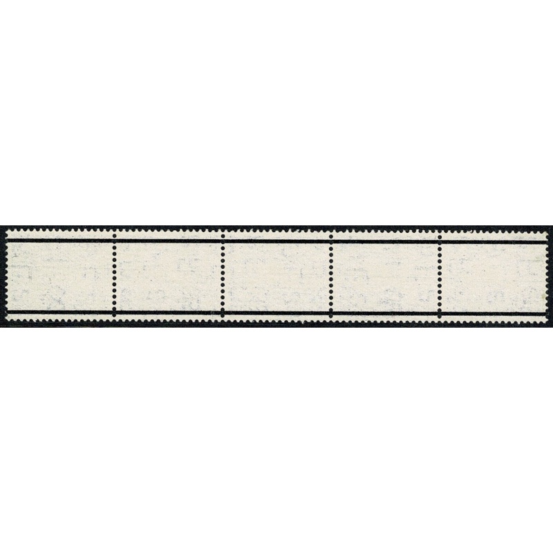1957 1d ultramarine. Graphite Lines. Watermark Edward’s Crown. Listed variety. "white flaw on shamrock leaf" Vertical coil strip of five.