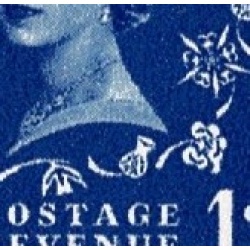 1957 1d ultramarine. Graphite Lines. Watermark Edward’s Crown. Listed variety. "white flaw on shamrock leaf" Vertical coil strip of five.