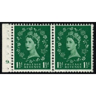 SB61. 1½d green Tudor Crown Wmk Upright. Perf E. Cylinder 9 dot with listed variety. SB61a