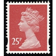 25p salmon-pink OFNP/PVAD. MISSING PHOSPHOR. Ex DP214N (£1 End of War book No.4)