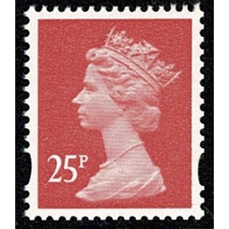 25p salmon-pink OFNP/PVAD. MISSING PHOSPHOR. Ex DP214N (£1 End of War book No.4)