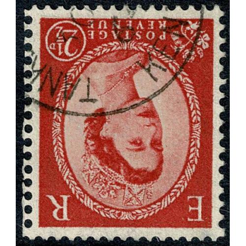 2½d carmine red Type II. 2nd graphite lined issue. WATERMARK INVERTED.  Fine used. SG 591Wi.
