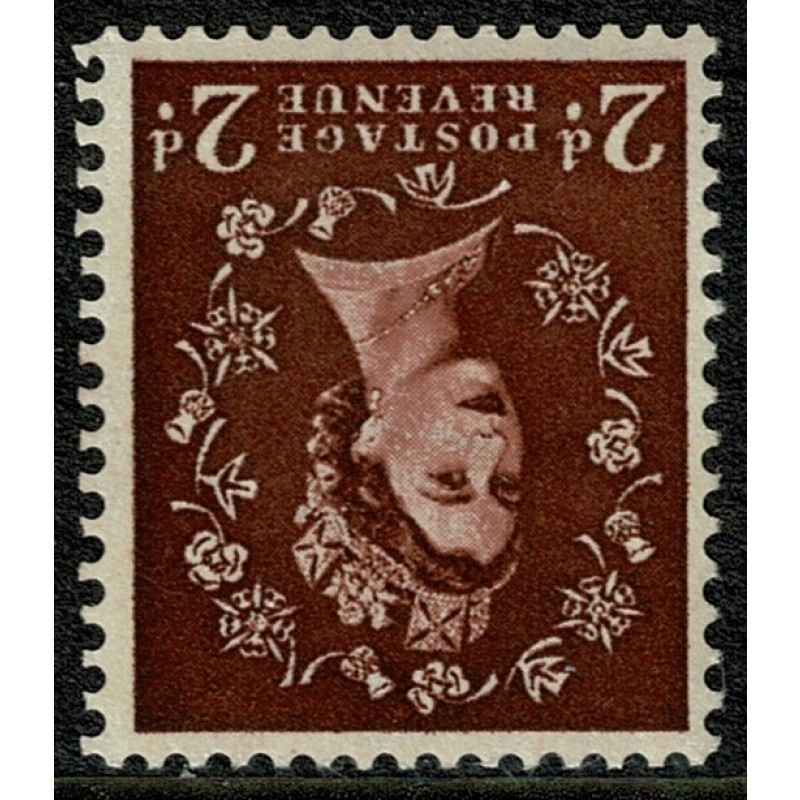 1953 2d red-brown Watermark Tudor Crown. Watermark INVERTED. SG 518a