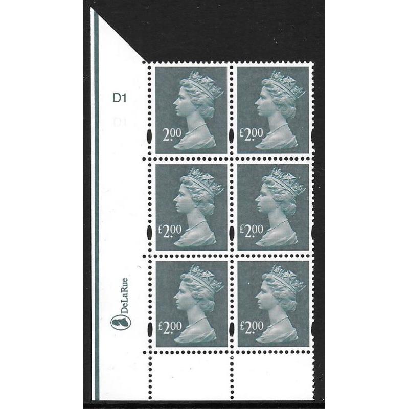 2003 £2 Indigo De La Rue "Missing £" Cylinder block.