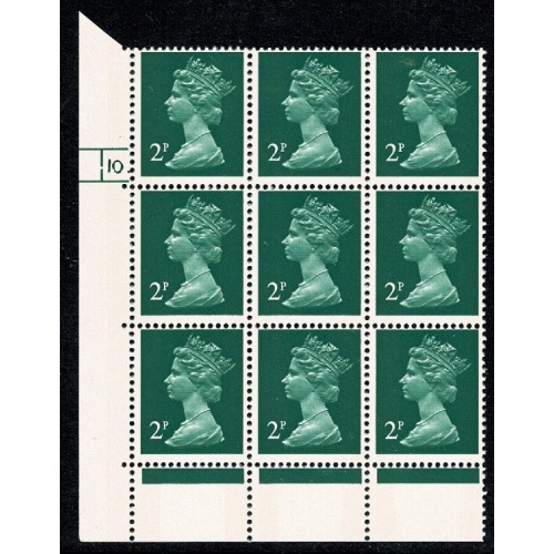 2p green FCP/PVAD 2B. Cyl 10 dot p30 block of nine.