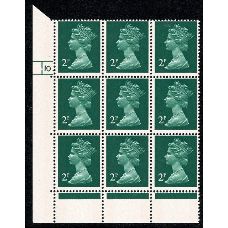 2p green FCP/PVAD 2B. Cyl 10 dot p30 block of nine.
