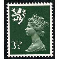 3½p olive green FCP/PVAD. MISSING PHOSPHOR. UM single. SG S17y.