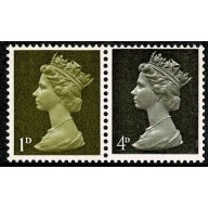1d yellowish-olive Head A, 4d sepia Head A. PVA. MISSING PHOSPHOR s/t pair.