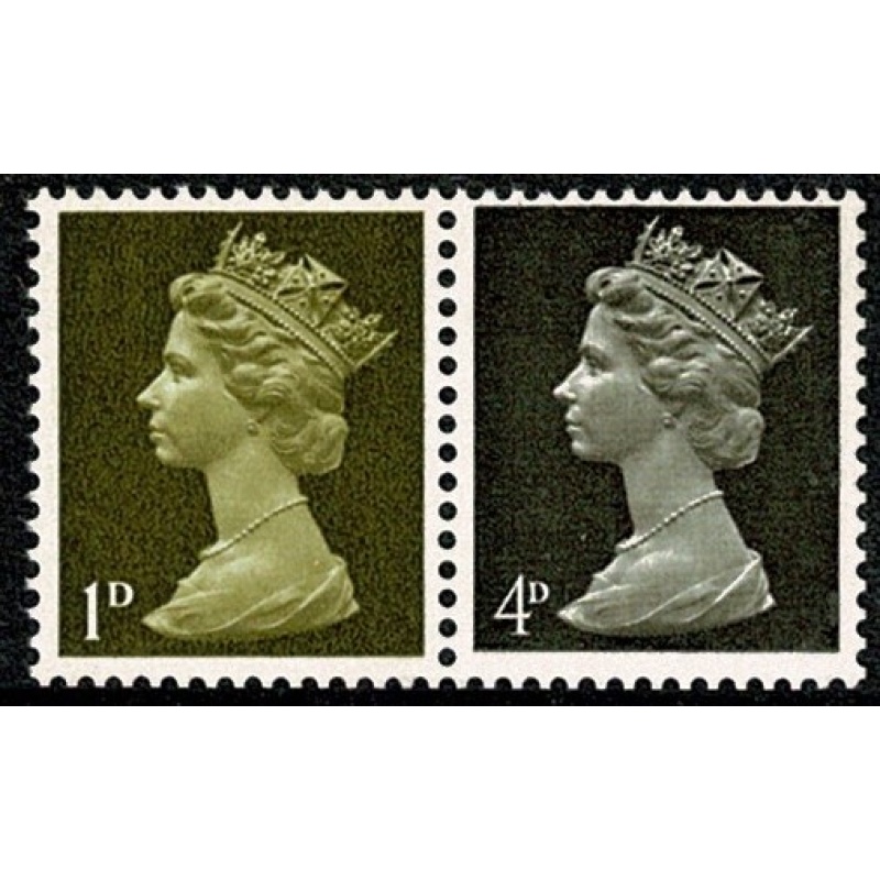 1d yellowish-olive Head A, 4d sepia Head A. PVA. MISSING PHOSPHOR s/t pair.