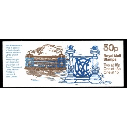 50p MCC No.3. "Lord's Pavilion" Cylinder pane Error Booklet. REVERSED PHOSPHOR BANDS. DP93C