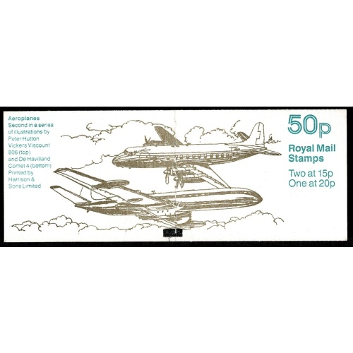 50p Planes No.2 "Vickers Viscount". BAND SHIFT plus BMB on cover.