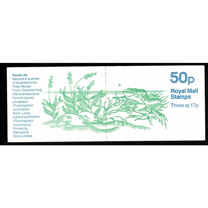 50p Pond Life No.2 "Common Frog". DP82A (No Star)  Plain pane. Perf E1. SG FB33. 17p INSET LEFT BAND
