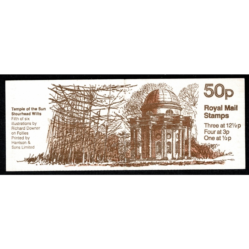 50p Follies No.5 "Temple of the Sun". DP51 (12½p at left)  Perf E1. SG FB21.  ½p LB SHORT AT BOTTOM
