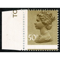 50p ochre FCP/PVAD No phos. APS perf. PERFORATION SHIFT DOWNWARDS.