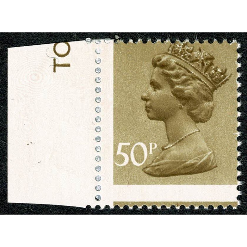 50p ochre FCP/PVAD No phos. APS perf. PERFORATION SHIFT DOWNWARDS.