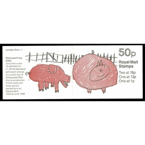 50p London Zoo No.1. "Pigs". DP93B Cyl. B21 B4 B30 p69. SG FB47. Plated to column 2 of primary sheet.